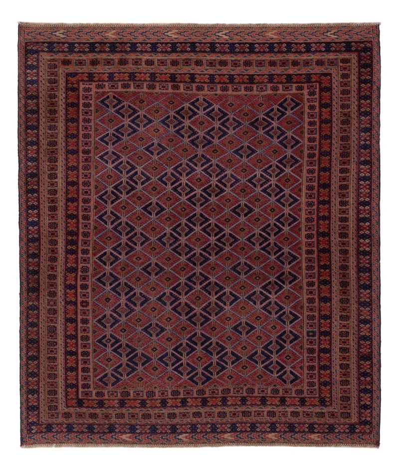 Kelim Afghan Teppich 157x183cm - dunkelrot