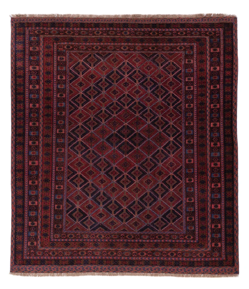 Kelim Afghan Teppich 155x182cm - dunkelrot