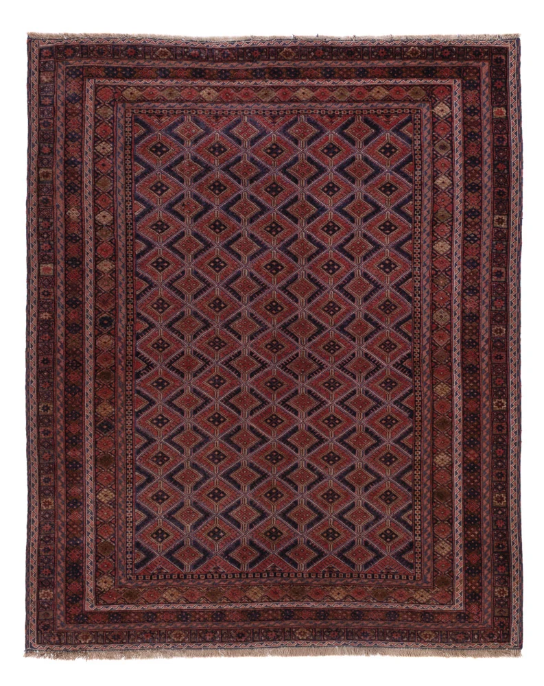 Kelim Afghan Teppich 146x178cm - dunkelrot