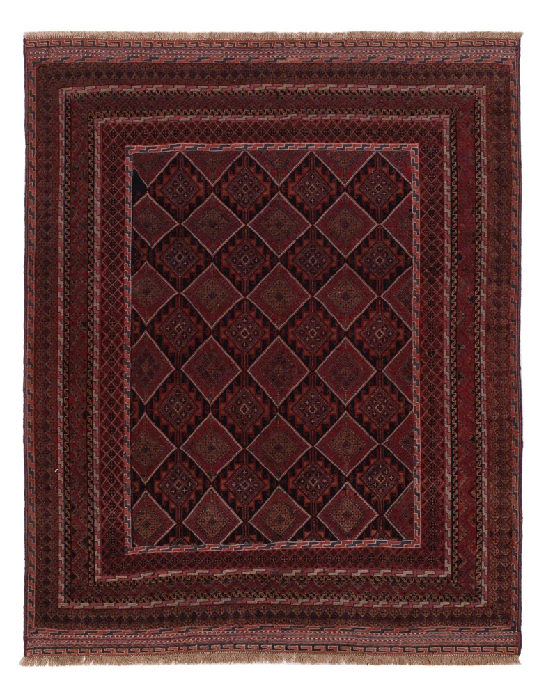 Kelim Afghan Teppich 141x180cm - dunkelrot