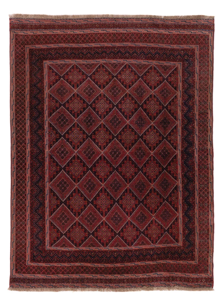 Kelim Afghan Teppich 137x188cm - dunkelrot