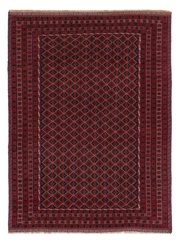 Kelim Afghan Teppich 141x181cm - dunkelrot