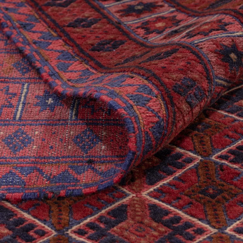 Kelim Afghan Teppich 141x181cm - dunkelrot