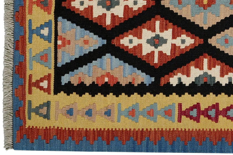 Kelim Gashgai · Handgewebt – Schwarz, 148x105 cm