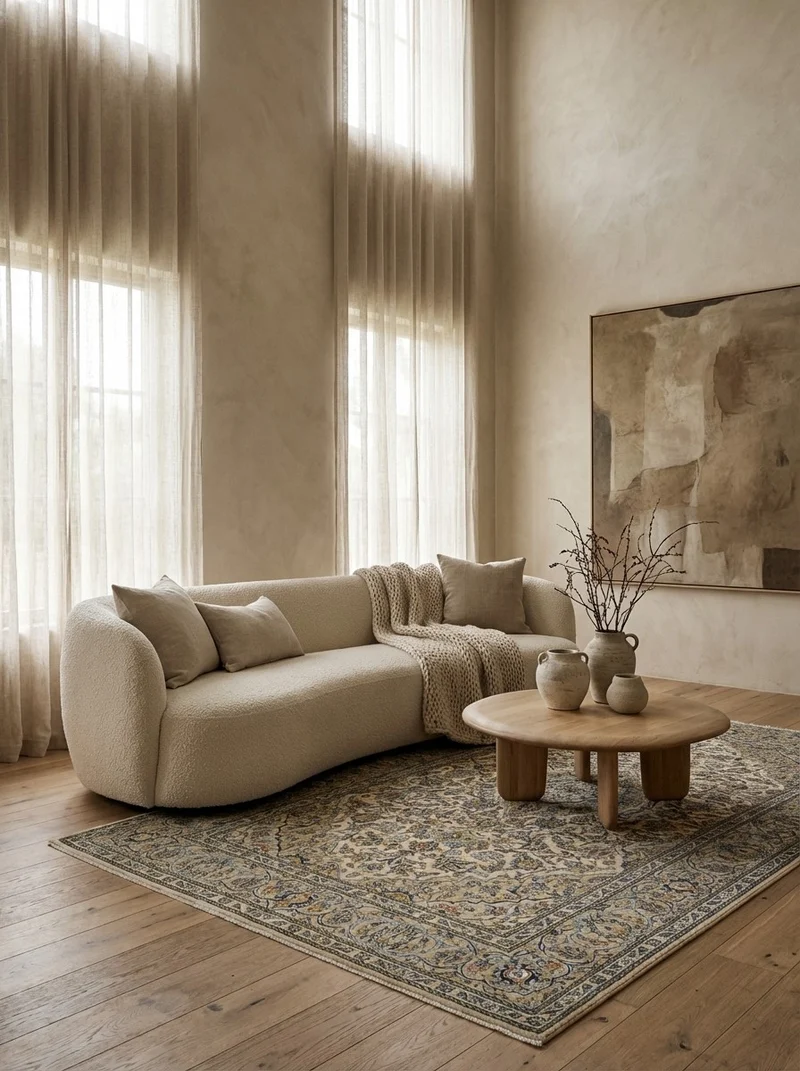Kashan · Handgeknüpft – Beige, 227x139 cm
