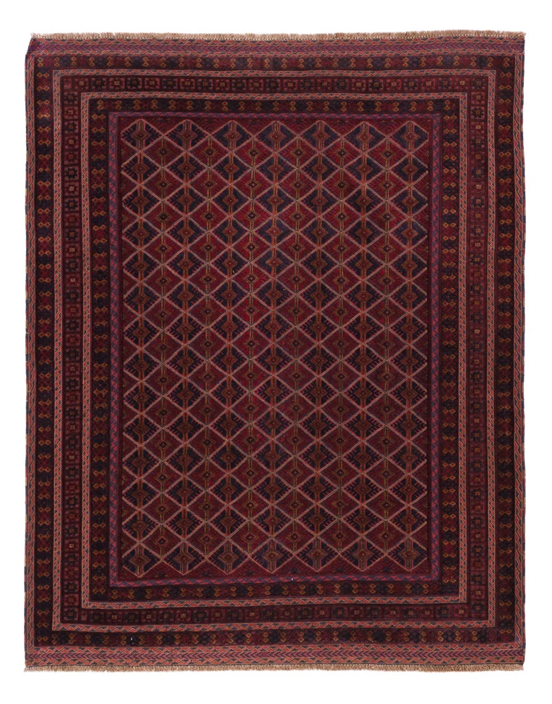 Kelim Afghan Teppich 150x191cm - dunkelrot