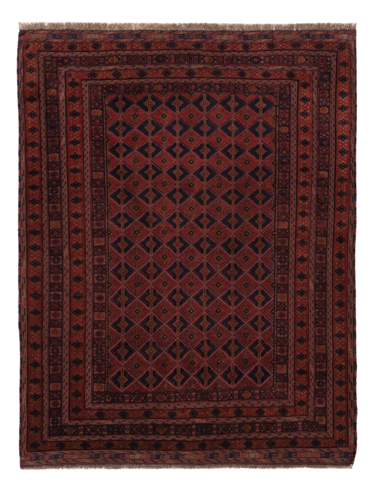 Kelim Afghan Teppich 148x193cm - dunkelrot