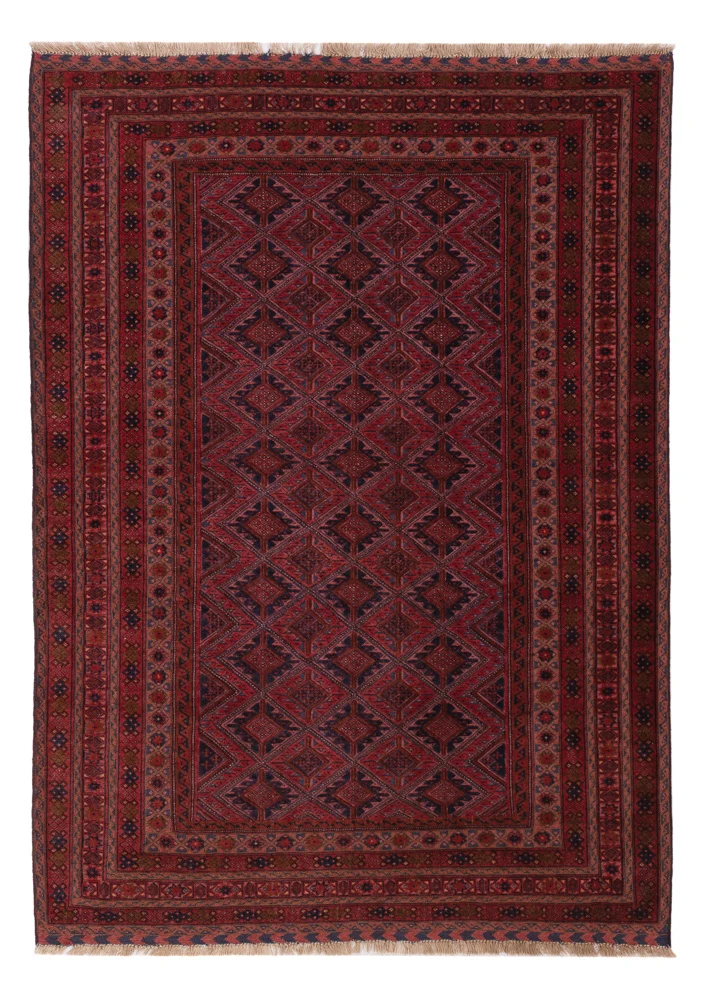 Kelim Afghan Teppich 147x190cm - dunkelrot