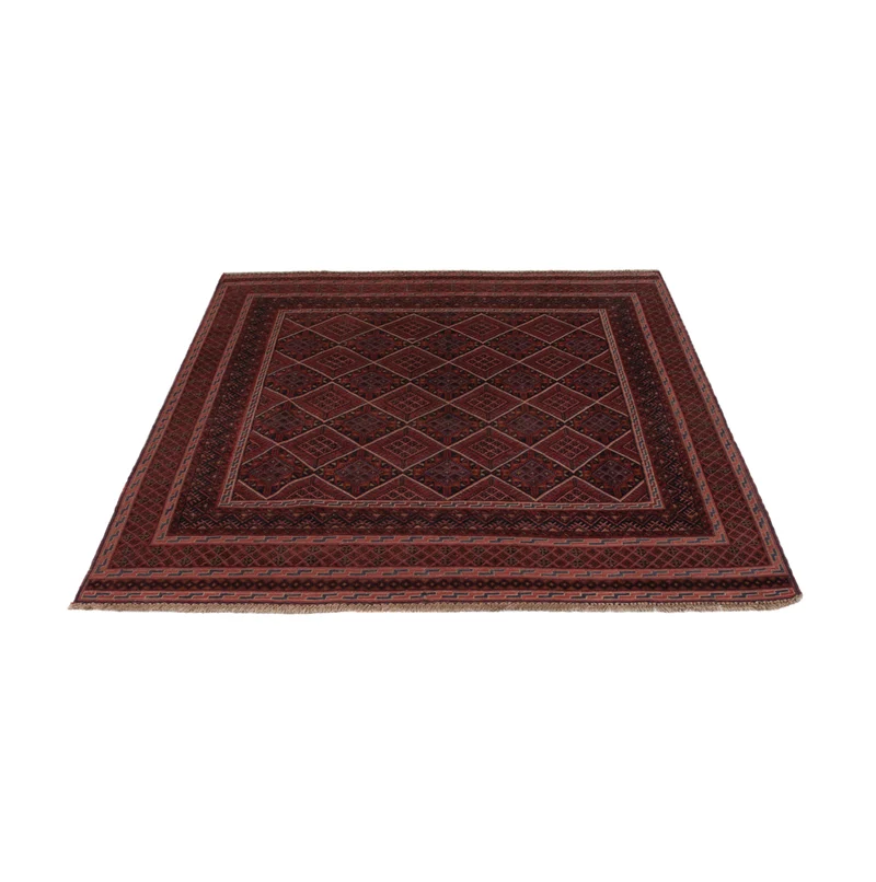 Kelim Afghan Teppich 141x183cm - dunkelrot