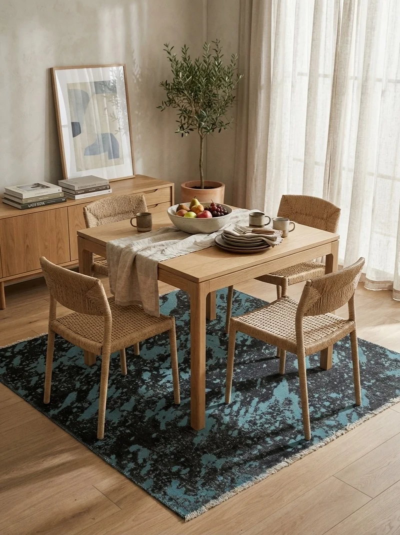 Vintage · Handgeknüpft – Blau, 145x131 cm