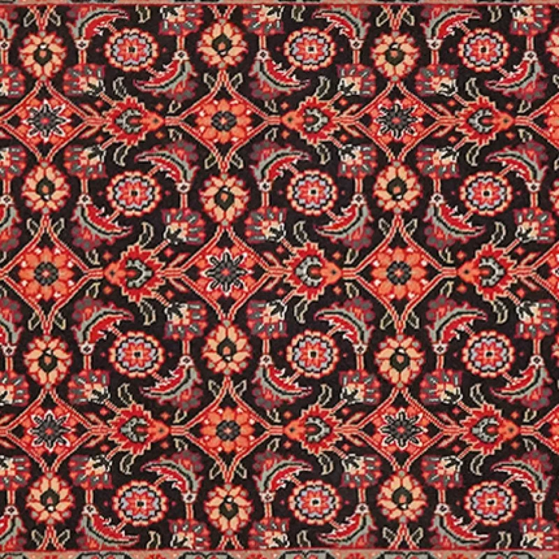 Tabriz 50 Raj · Handgeknüpft – Schwarz, 203x63 cm