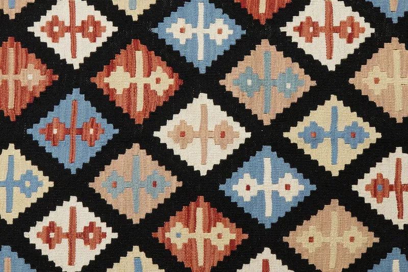 Kelim Gashgai · Handgewebt – Schwarz, 204x156 cm