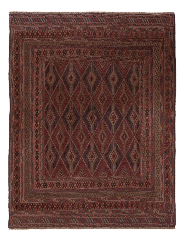 Kelim Afghan Teppich 150x194cm - dunkelbeige