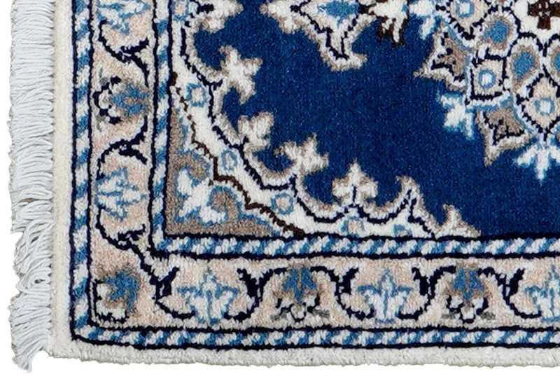 Nain 12La · Handgeknüpft – Blau, 56x39 cm