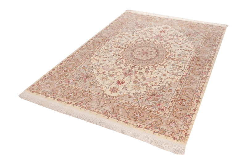 Tabriz 50 Raj · Handgeknüpft – Beige, 205x150 cm