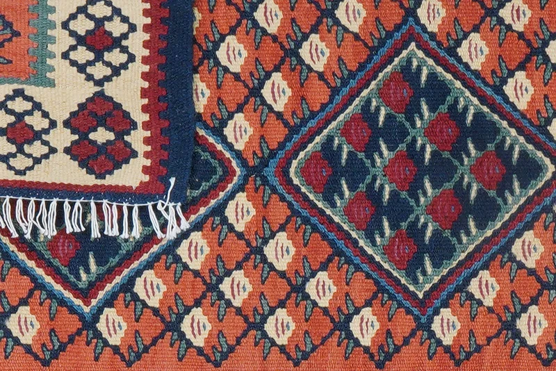 Kelim Senneh · Handgewebt – Rot, 82x65 cm