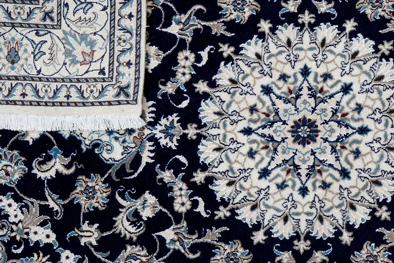 Nain 12La · Handgeknüpft – Blau, 233x164 cm