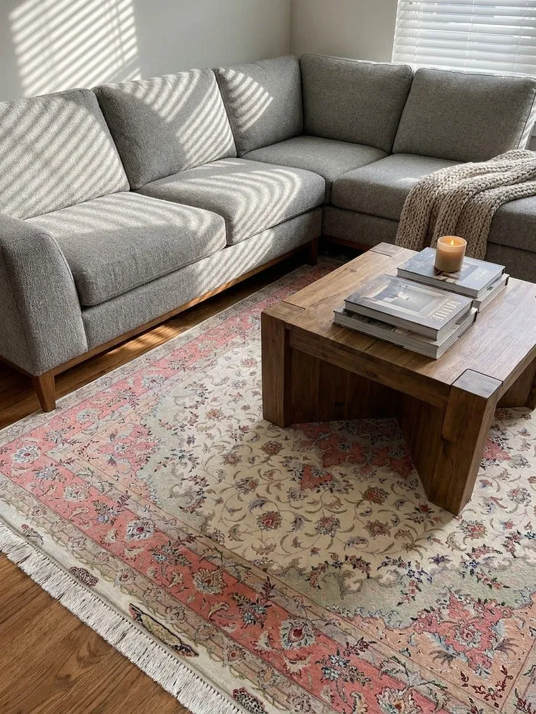 Tabriz 50 Raj · Handgeknüpft – Beige, 204x204 cm