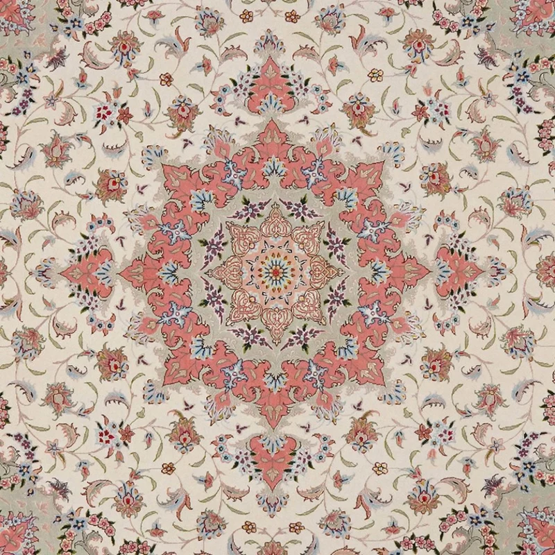 Tabriz 50 Raj · Handgeknüpft – Beige, 204x204 cm