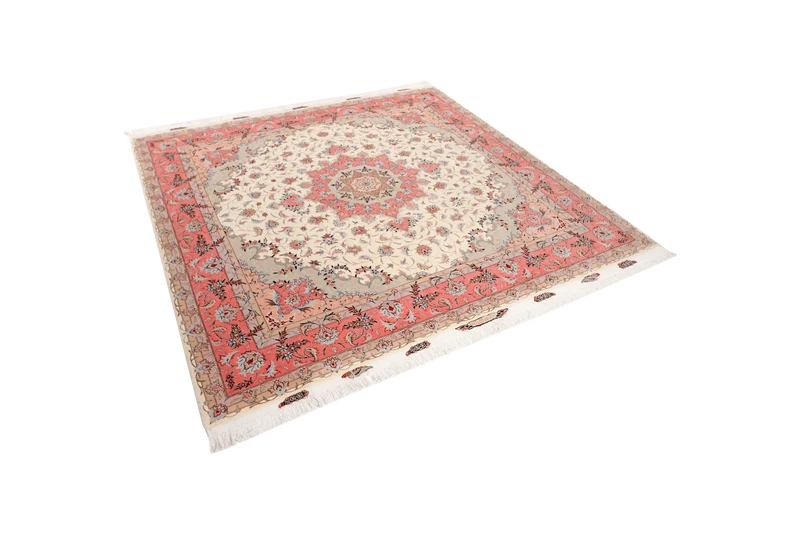 Tabriz 50 Raj · Handgeknüpft – Beige, 204x204 cm