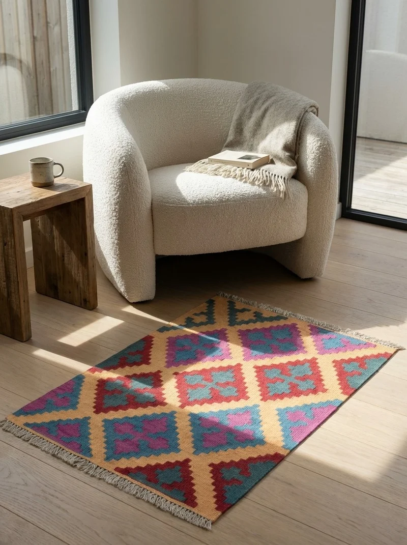 Kelim Gashgai · Handgewebt – Beige, 89x67 cm