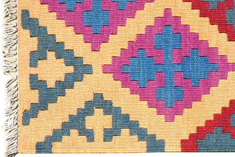 Kelim Gashgai · Handgewebt – Beige, 89x67 cm