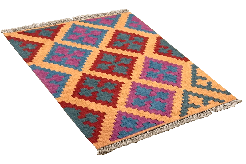 Kelim Gashgai · Handgewebt – Beige, 89x67 cm
