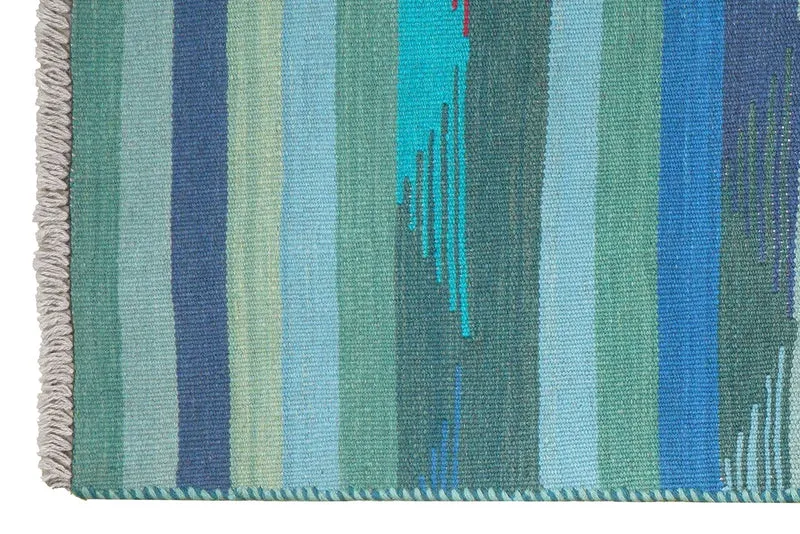 Kelim Gashgai · Handgewebt – Blau, 254x73 cm