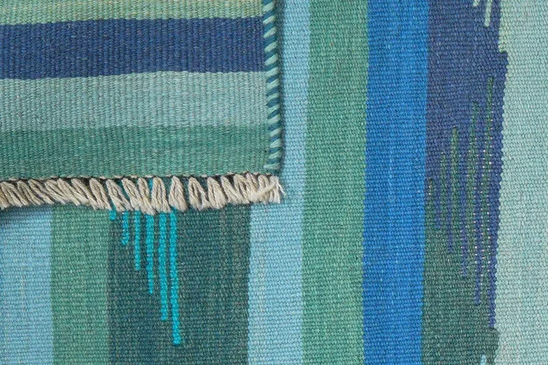 Kelim Gashgai · Handgewebt – Blau, 254x73 cm