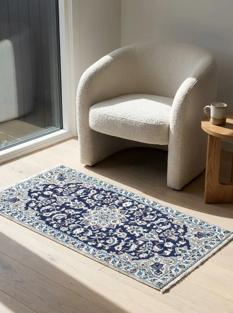 Nain 12La · Handgeknüpft – Blau, 136x67 cm