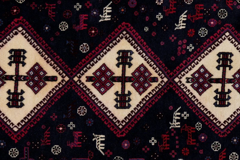 Afshar · Handgeknüpft – Blau, 208x134 cm