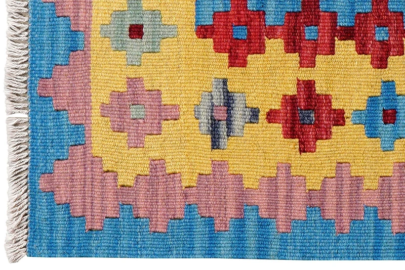 Kelim Gashgai · Handgewebt – Gelb, 96x62 cm