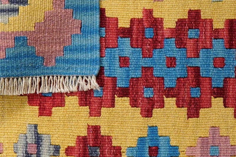 Kelim Gashgai · Handgewebt – Gelb, 96x62 cm