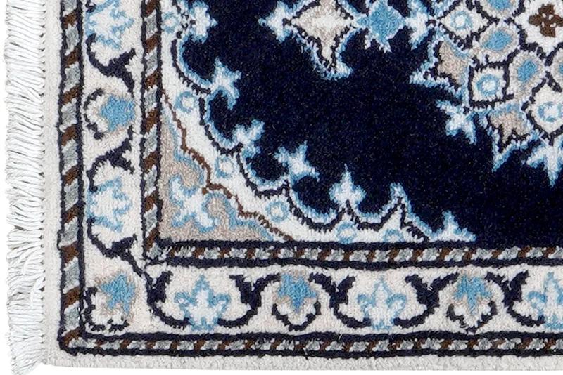 Nain 12La · Handgeknüpft – Blau, 62x40 cm