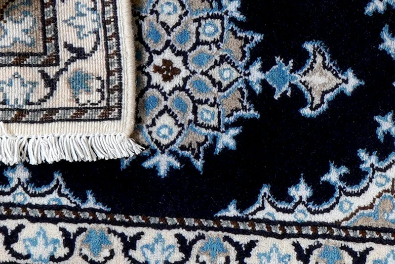 Nain 12La · Handgeknüpft – Blau, 62x40 cm