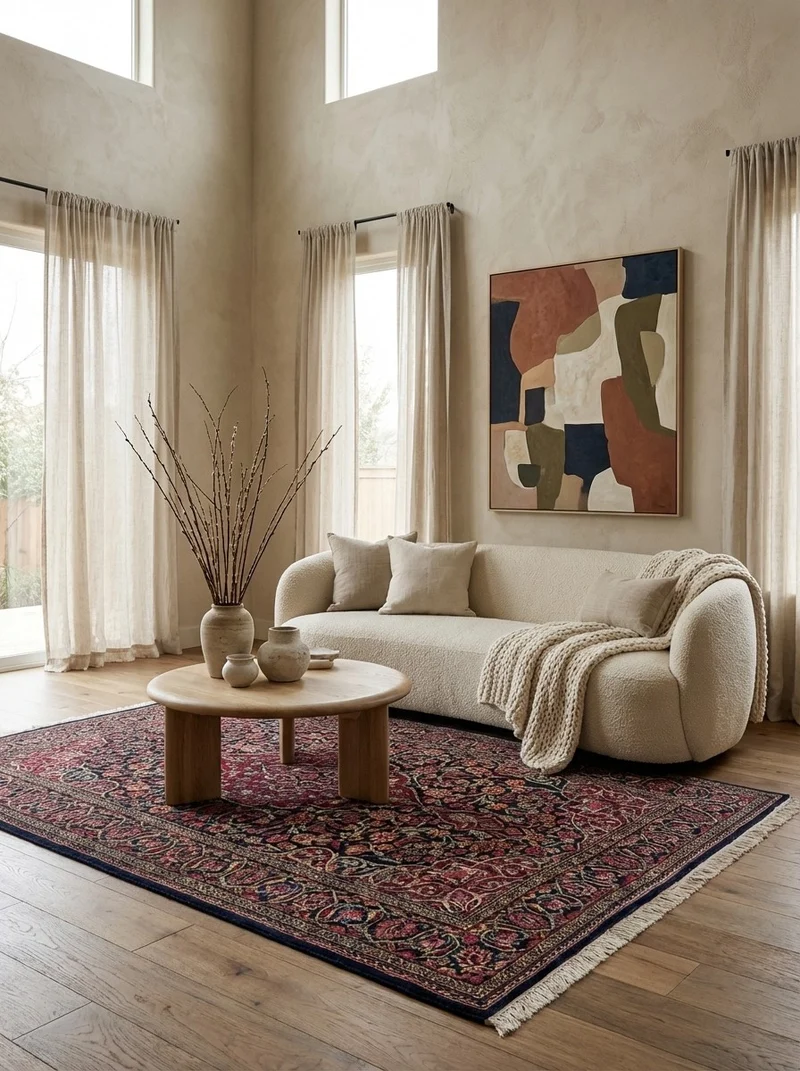 Kashan · Handgeknüpft – Blau, 204x130 cm