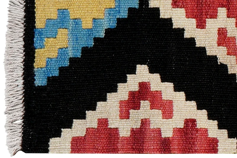 Kelim Gashgai · Handgewebt – Schwarz, 60x42 cm