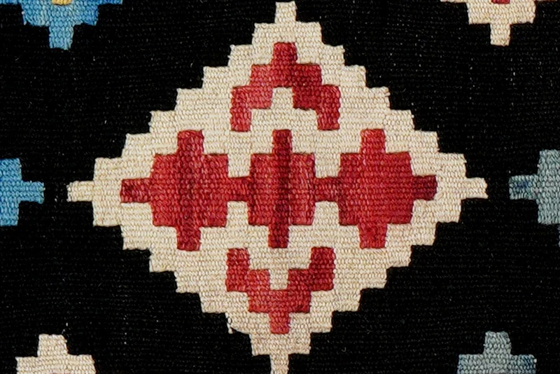 Kelim Gashgai · Handgewebt – Schwarz, 60x42 cm