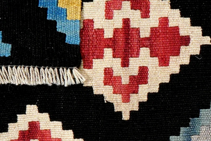 Kelim Gashgai · Handgewebt – Schwarz, 60x42 cm