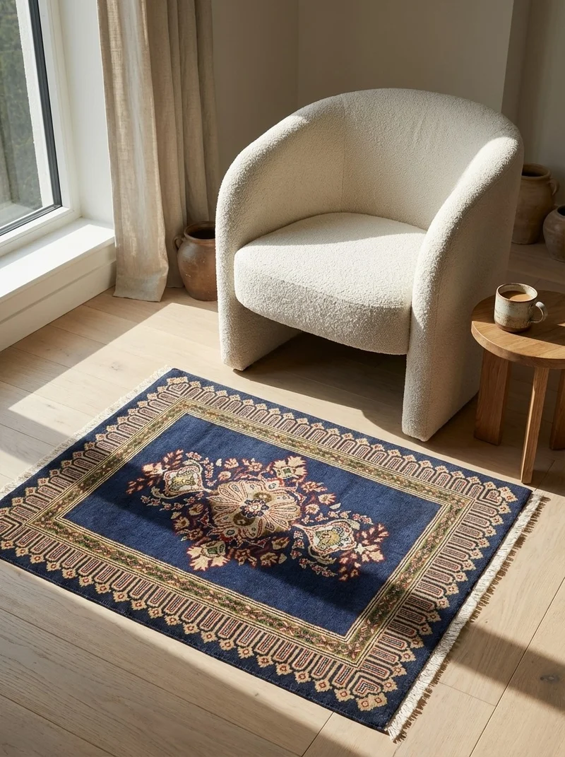 Kashan · Handgeknüpft – Blau, 64x90 cm