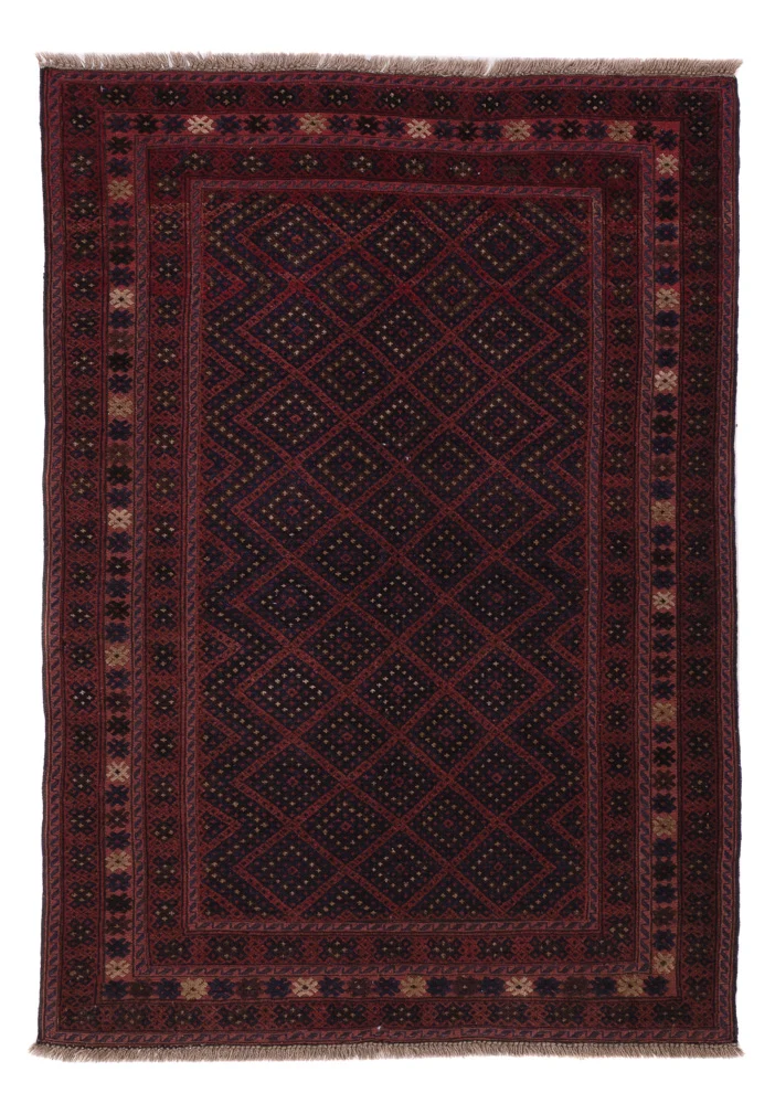 Kelim Afghan Teppich 136x196cm - dunkelrot