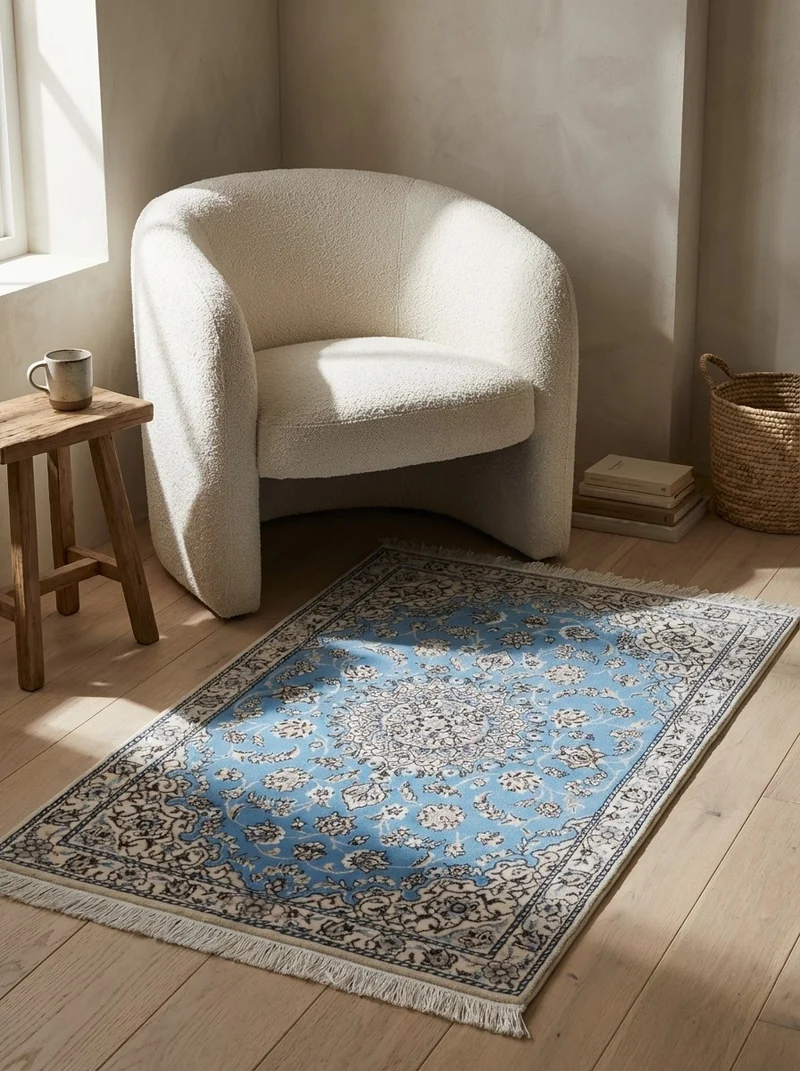 Nain 6La · Handgeknüpft – Blau, 95x62 cm