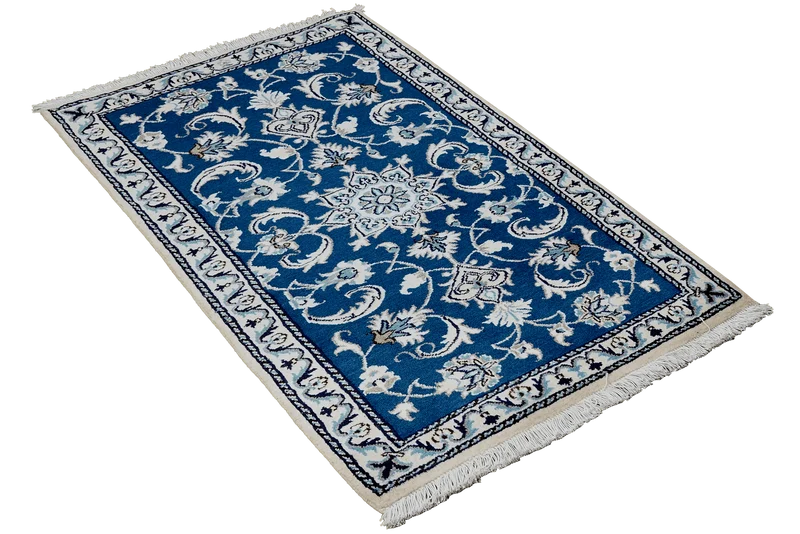 Nain 12La · Handgeknüpft – Blau, 135x69 cm