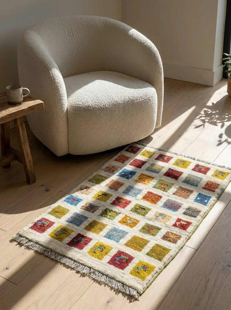 Gabbeh Sonnat · Handgeknüpft – Beige, 88x61 cm