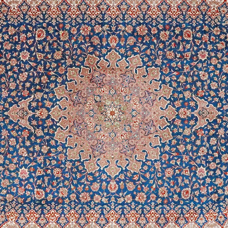 Ghoum Seide · Handgeknüpft – Blau, 299x197 cm