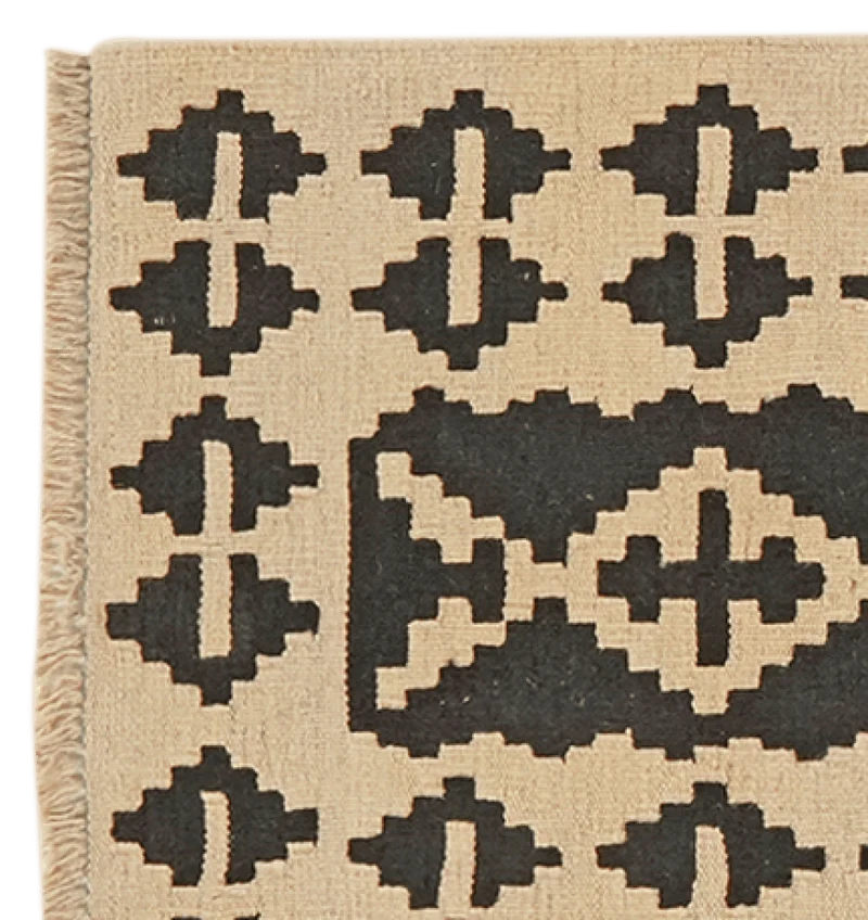 Kelim Gashgai · Handgewebt – Schwarz, 198x64 cm