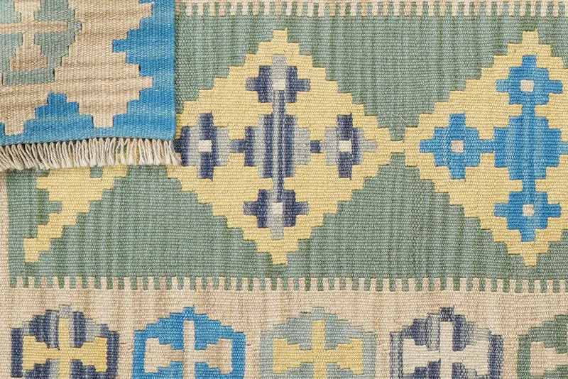 Kelim Gashgai · Handgewebt – Grün, 201x84 cm
