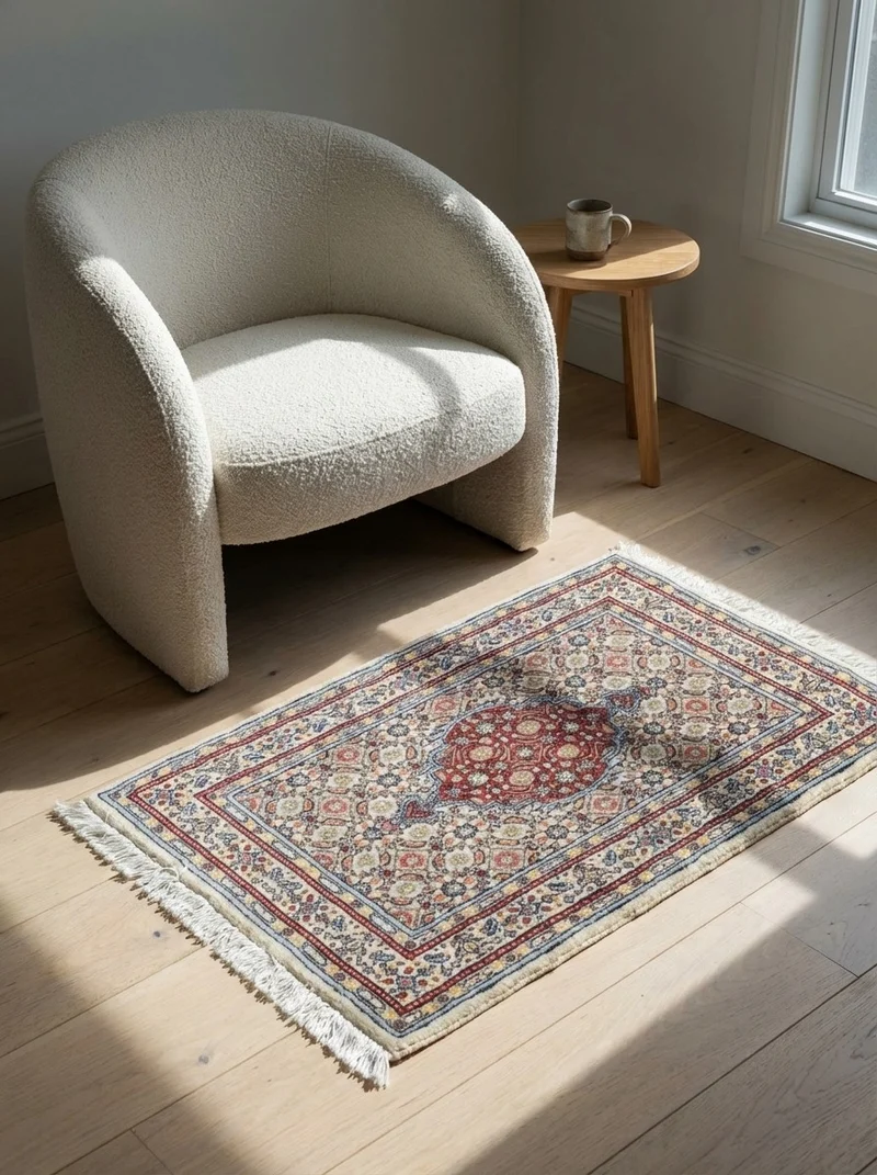 Moud Mahi · Handgeknüpft – Beige, 87x58 cm