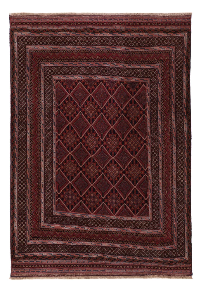Kelim Afghan Teppich 139x198cm - dunkelrot