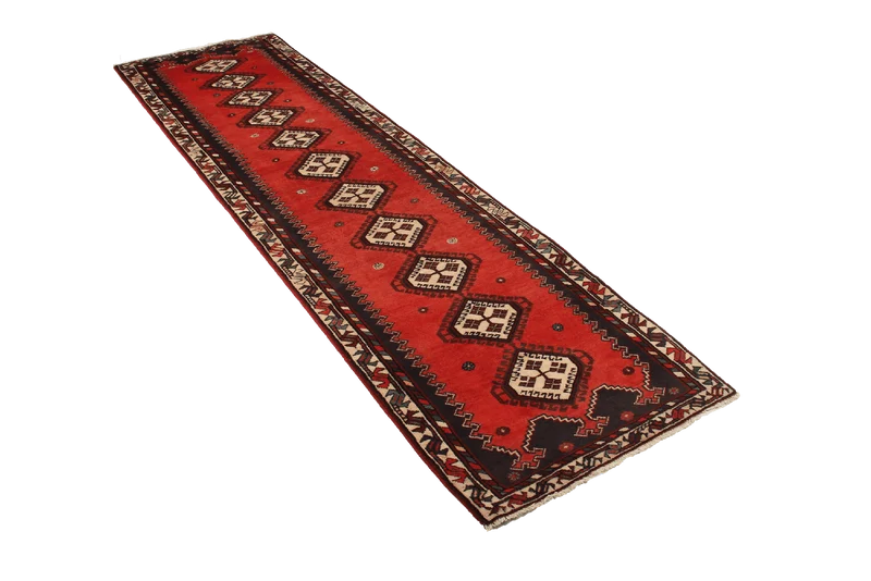Afshar · Handgeknüpft – Rot, 300x84 cm
